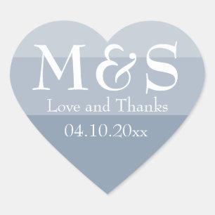 Sticker Cœur Mariage Cœur de Style Moderne Bleu Poussiéreux