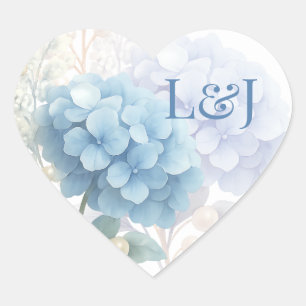 Sticker Cœur Mariage couleur bleu d'aquarelle romantique Pearl