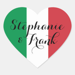 Sticker Cœur Mariage couleur drapeau italien