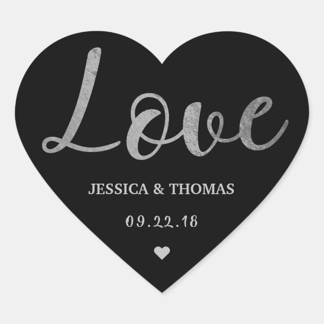 Sticker Cœur Mariage d'amour de script de typographie à huile d (Devant)