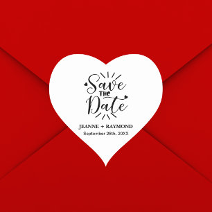 Sticker Cœur Mariage de calligraphie élégant Enregistrer la dat