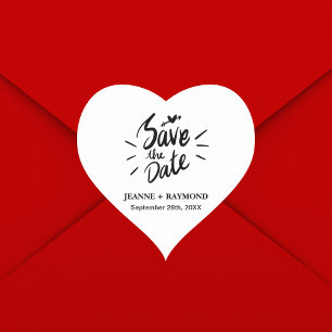 Sticker Cœur Mariage de calligraphie élégant Enregistrer la dat