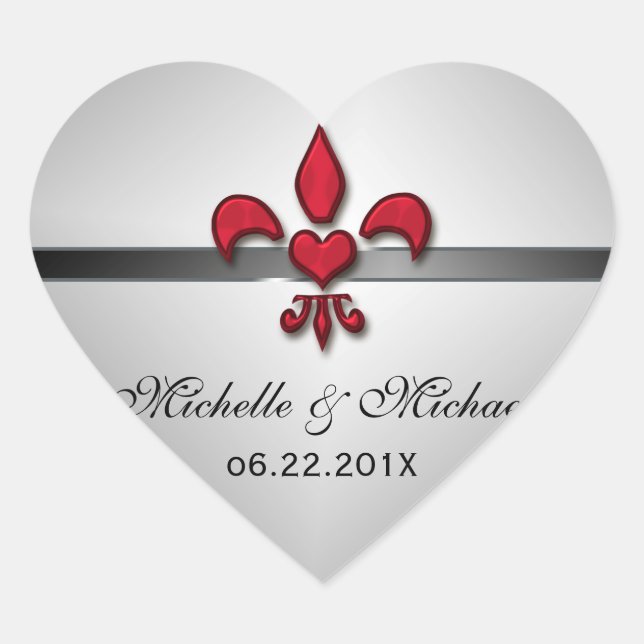 Sticker Cœur Mariage de coeur Fleur de Lis (Devant)