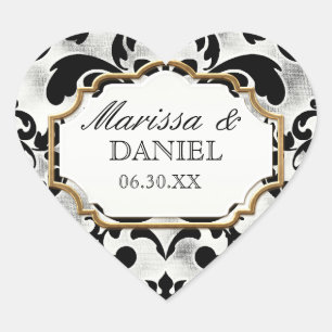 Sticker Cœur Mariage de lunettes dorées vieilles et démontées