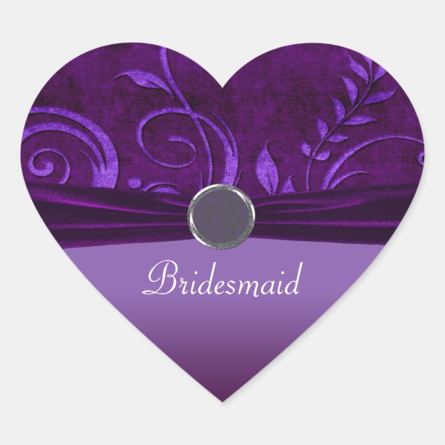 Sticker Cœur Mariage de velours prune et violet (Devant)