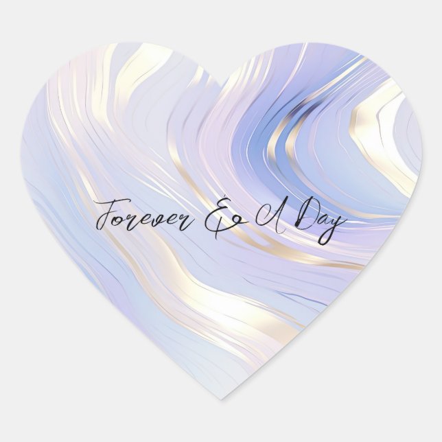 Sticker Cœur Mariage de verre doré Lavender (Devant)