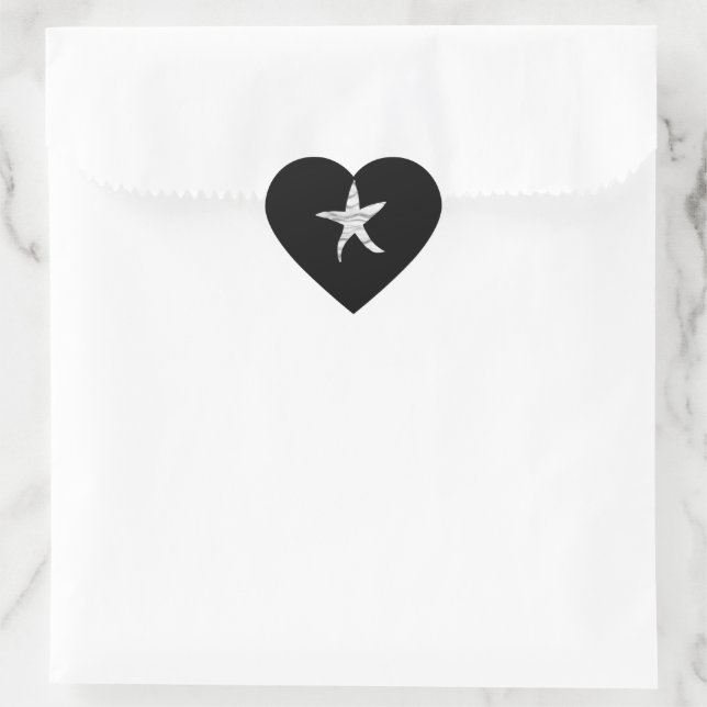 Sticker Cœur Mariage décontracté coquillage noir-gris-blanc (Sac)