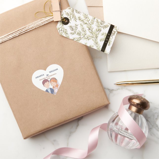 Sticker Cœur Mariage d'illustration simple, semblable à un dess (Cadeaux)