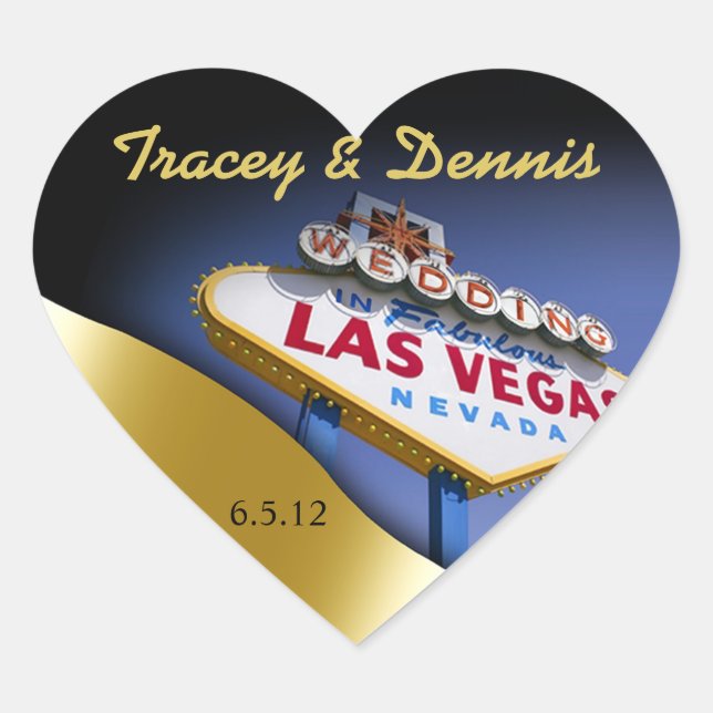 Sticker Cœur Mariage en Fabulous Las Vegas Metallic Gold Heart (Devant)
