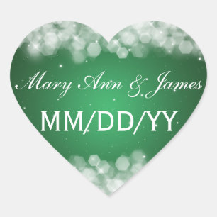 Sticker Cœur Mariage Enregistrer La Date Fête Étincelle Émeraud