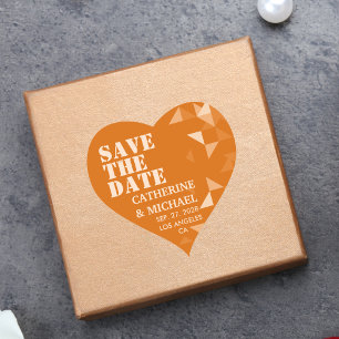 Sticker Cœur Mariage Géométrique Orange Coloré Enregistrer La D
