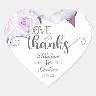 Sticker Cœur Mariage Lavande & Gris Faveur d'amour et de remerc