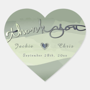 Sticker Cœur Mariage "Merci" Laver gris