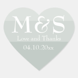 Sticker Cœur Mariage Moderne Écriture Vert Sauge