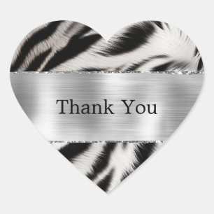 Sticker Cœur Mariage noir blanc Zebra