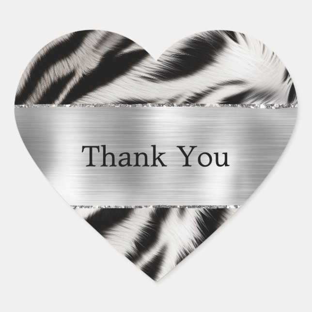 Sticker Cœur Mariage noir blanc Zebra (Devant)