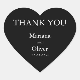 Sticker Cœur Mariage noir et blanc classique