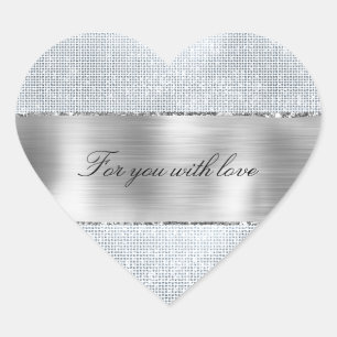 Sticker Cœur Mariage Pailleté Argenté Glitzy