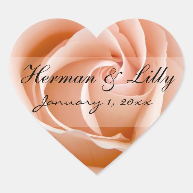 Sticker Cœur Mariage personnel Rose orange doux (Devant)
