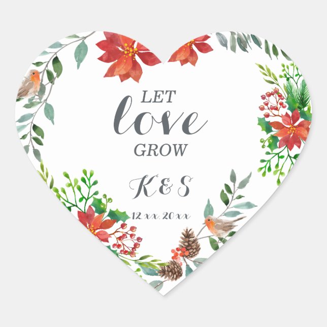 Sticker Cœur Mariage Poinsettia (Devant)