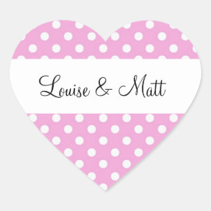 Sticker Cœur Mariage Pois rose