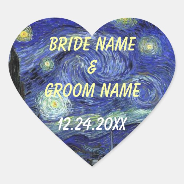 Sticker Cœur Mariage préférez les autocollants. Nuit étoilée (Devant)