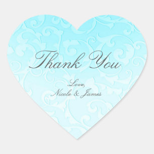 Sticker Cœur Mariage Princesse Bleu Élégant Livre de Contes Tou