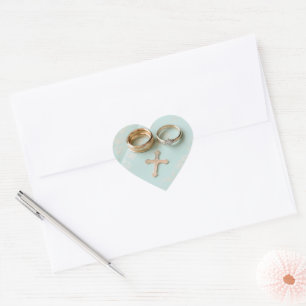 Sticker Cœur Mariage religieux vert Mint