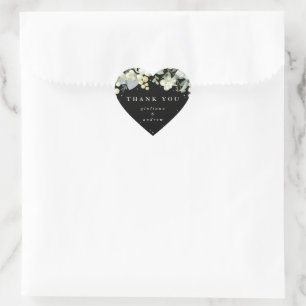 Sticker Cœur Mariage Remerciements Sureau noir + Eucalyptus