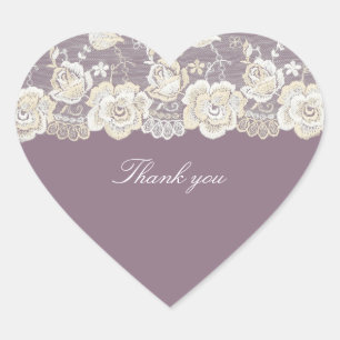 Sticker Cœur Mariage Romantique Orchidée Fleur Violette