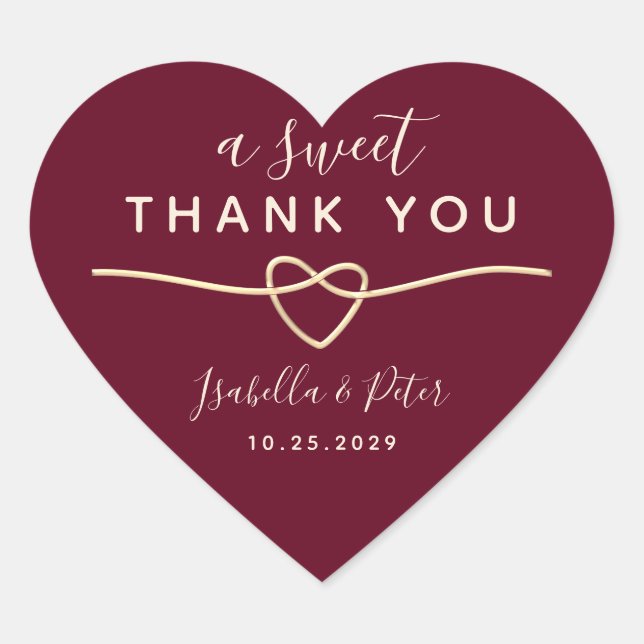 Sticker Cœur Mariage Romantique Un Doux Merci (Devant)