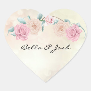 Sticker Cœur Mariage Rose romantique