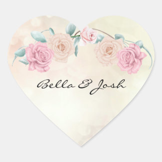 Sticker Cœur Mariage Rose romantique