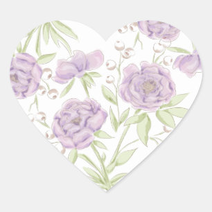 Sticker Cœur Mariage Rose Violette Lavande