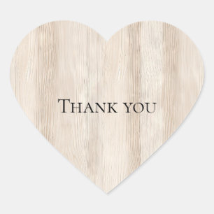 Sticker Cœur Mariage Rustique Faux Crème Blanc Bois