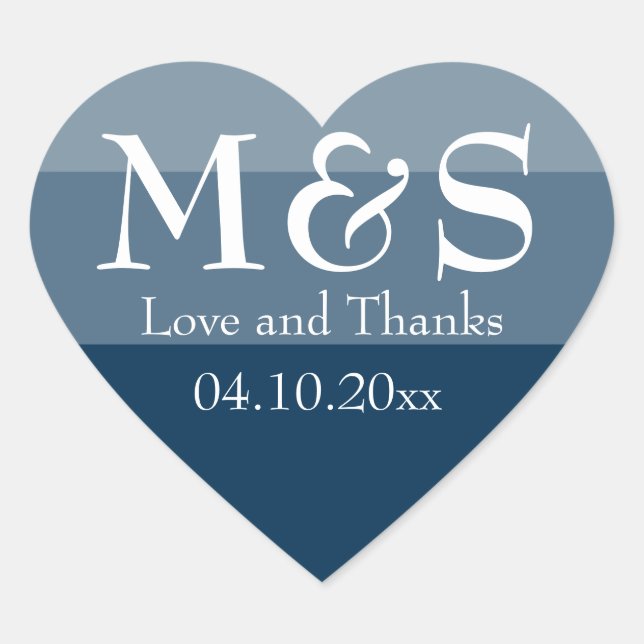 Sticker Cœur Mariage simple moderne chic écriture bleu marine (Devant)
