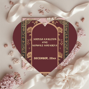 Sticker Cœur Mariage traditionnel de Noël de style chinoiserie