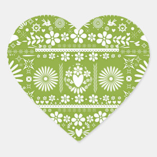 Sticker Cœur Mariage Vert Citron Vert Avocat Picado Mexicain