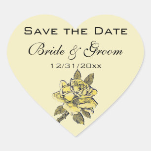 Sticker Cœur Mariage Vintage, Couronne de Roses de Jardin Antiq