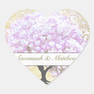 Sticker Cœur Mariage Vintage d'oiseaux de l'arbre de la feuille