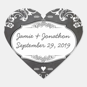 Sticker Cœur Mariages de typographie de tableau noir