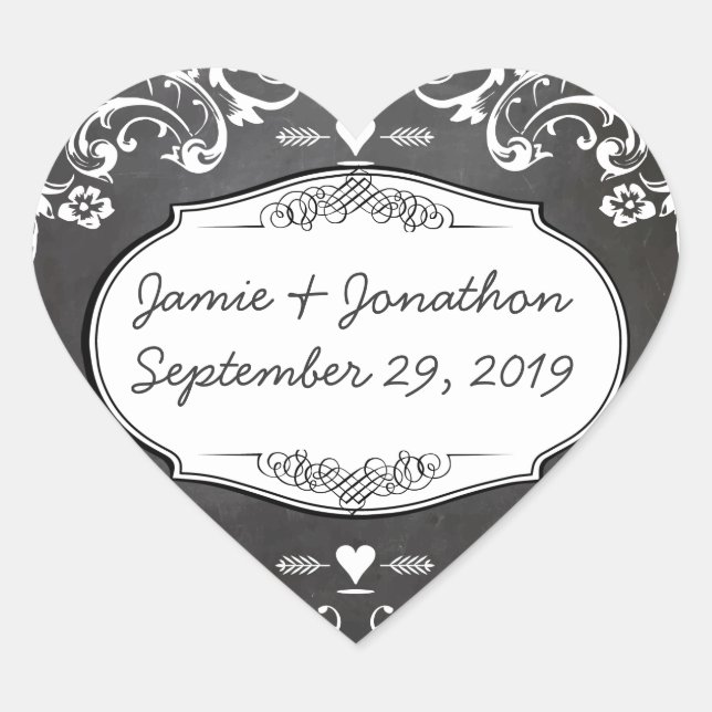 Sticker Cœur Mariages de typographie de tableau noir (Devant)