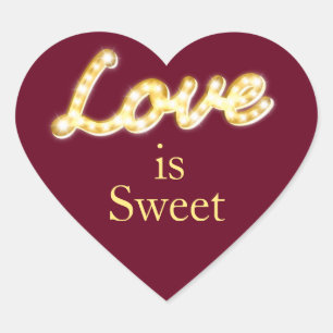 Sticker Cœur Marquee Lights Love is Sweet - marsala