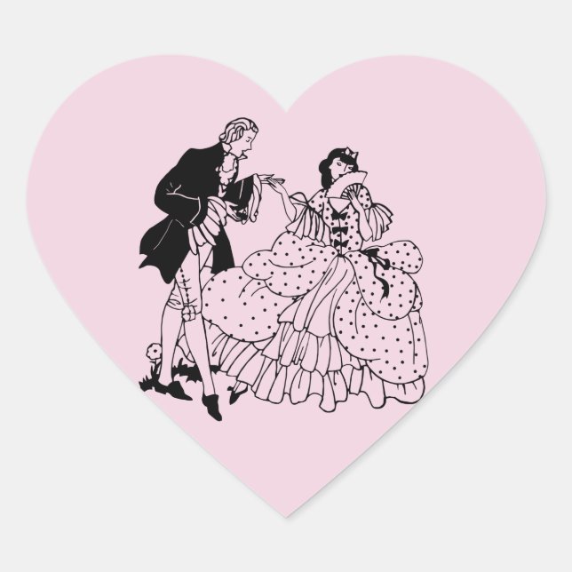 Sticker Cœur Marry Me Victorian Couple amants Silhouette Art (Devant)