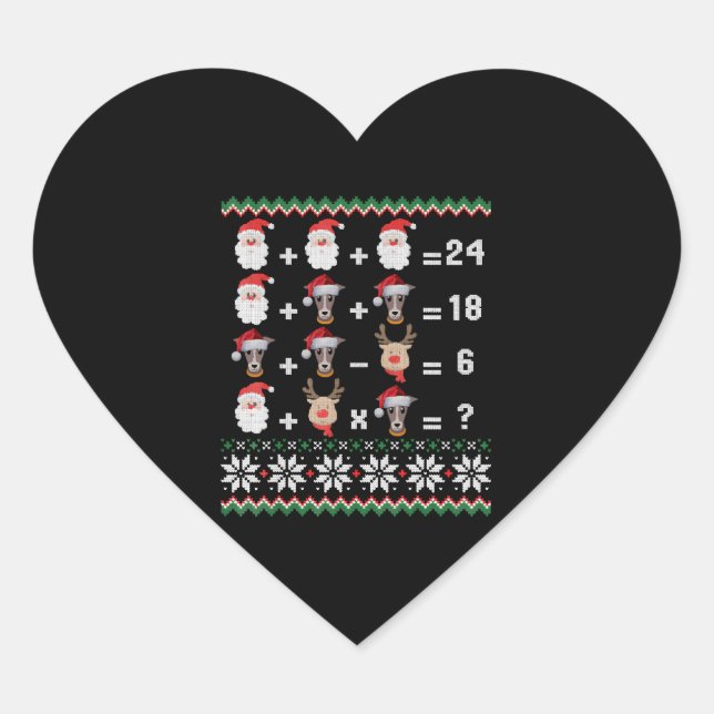 Sticker Cœur Math Enseignant Noël GREYHOY (Devant)