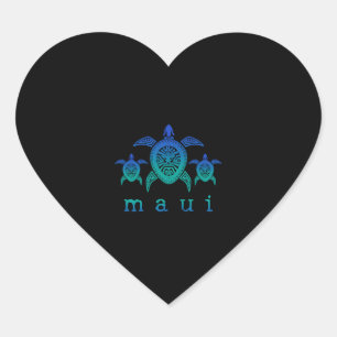Sticker Cœur Maui Hawaii Tortues de mer Hawaii Plongée sous-mar