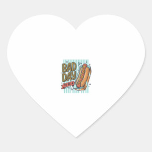 Sticker Cœur Mauvaise Journée Hot Dog Retro Vector Conception d