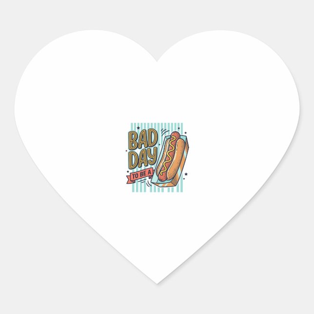 Sticker Cœur Mauvaise Journée Hot Dog Retro Vector Conception d (Devant)