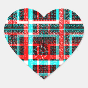 Sticker Cœur Maze Carré coloré à damiers modèle géométrique