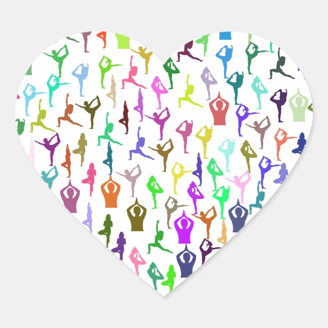 Sticker Cœur Méditation Zen Yoga Poses & Positions (Devant)
